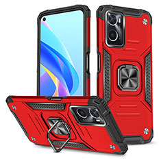 Funda Bumper Silicona y Plastico Mate Carcasa con Magnetico Anillo de dedo Soporte MQ1 para Oppo A36 Rojo