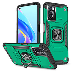 Funda Bumper Silicona y Plastico Mate Carcasa con Magnetico Anillo de dedo Soporte MQ1 para Oppo A36 Verde Noche