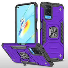 Funda Bumper Silicona y Plastico Mate Carcasa con Magnetico Anillo de dedo Soporte MQ1 para Oppo A54 4G Morado