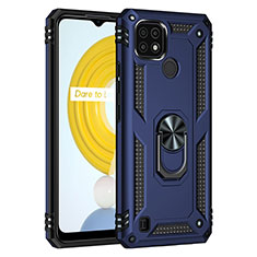 Funda Bumper Silicona y Plastico Mate Carcasa con Magnetico Anillo de dedo Soporte MQ1 para Realme C21 Azul