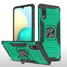 Funda Bumper Silicona y Plastico Mate Carcasa con Magnetico Anillo de dedo Soporte MQ1 para Samsung Galaxy A02 Verde Noche