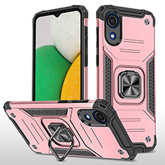 Funda Bumper Silicona y Plastico Mate Carcasa con Magnetico Anillo de dedo Soporte MQ1 para Samsung Galaxy A03 Core Oro Rosa