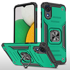 Funda Bumper Silicona y Plastico Mate Carcasa con Magnetico Anillo de dedo Soporte MQ1 para Samsung Galaxy A03 Core Verde Noche