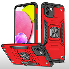 Funda Bumper Silicona y Plastico Mate Carcasa con Magnetico Anillo de dedo Soporte MQ1 para Samsung Galaxy A03 Rojo