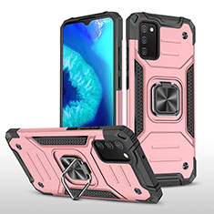 Funda Bumper Silicona y Plastico Mate Carcasa con Magnetico Anillo de dedo Soporte MQ1 para Samsung Galaxy A03s Oro Rosa