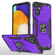 Funda Bumper Silicona y Plastico Mate Carcasa con Magnetico Anillo de dedo Soporte MQ1 para Samsung Galaxy A04s Morado