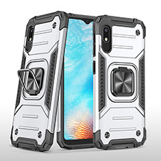 Funda Bumper Silicona y Plastico Mate Carcasa con Magnetico Anillo de dedo Soporte MQ1 para Samsung Galaxy A10e Plata