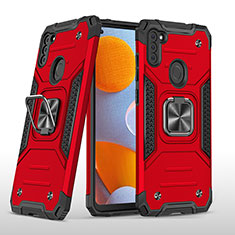 Funda Bumper Silicona y Plastico Mate Carcasa con Magnetico Anillo de dedo Soporte MQ1 para Samsung Galaxy A11 Rojo
