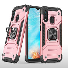 Funda Bumper Silicona y Plastico Mate Carcasa con Magnetico Anillo de dedo Soporte MQ1 para Samsung Galaxy A20e Oro Rosa