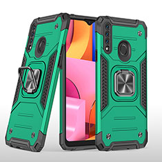 Funda Bumper Silicona y Plastico Mate Carcasa con Magnetico Anillo de dedo Soporte MQ1 para Samsung Galaxy A20s Verde Noche