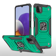 Funda Bumper Silicona y Plastico Mate Carcasa con Magnetico Anillo de dedo Soporte MQ1 para Samsung Galaxy A22 5G Verde Noche