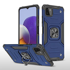 Funda Bumper Silicona y Plastico Mate Carcasa con Magnetico Anillo de dedo Soporte MQ1 para Samsung Galaxy A22s 5G Azul