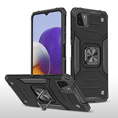 Funda Bumper Silicona y Plastico Mate Carcasa con Magnetico Anillo de dedo Soporte MQ1 para Samsung Galaxy A22s 5G Negro