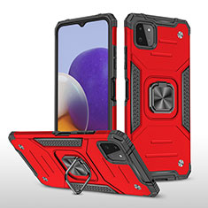 Funda Bumper Silicona y Plastico Mate Carcasa con Magnetico Anillo de dedo Soporte MQ1 para Samsung Galaxy A22s 5G Rojo