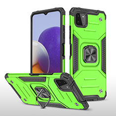 Funda Bumper Silicona y Plastico Mate Carcasa con Magnetico Anillo de dedo Soporte MQ1 para Samsung Galaxy A22s 5G Verde