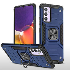 Funda Bumper Silicona y Plastico Mate Carcasa con Magnetico Anillo de dedo Soporte MQ1 para Samsung Galaxy A24 4G Azul