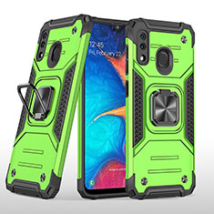 Funda Bumper Silicona y Plastico Mate Carcasa con Magnetico Anillo de dedo Soporte MQ1 para Samsung Galaxy A30 Verde