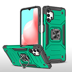 Funda Bumper Silicona y Plastico Mate Carcasa con Magnetico Anillo de dedo Soporte MQ1 para Samsung Galaxy A32 4G Verde Noche