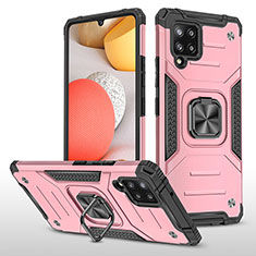 Funda Bumper Silicona y Plastico Mate Carcasa con Magnetico Anillo de dedo Soporte MQ1 para Samsung Galaxy A42 5G Oro Rosa