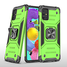 Funda Bumper Silicona y Plastico Mate Carcasa con Magnetico Anillo de dedo Soporte MQ1 para Samsung Galaxy A51 4G Verde