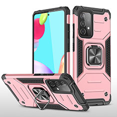 Funda Bumper Silicona y Plastico Mate Carcasa con Magnetico Anillo de dedo Soporte MQ1 para Samsung Galaxy A52 4G Oro Rosa