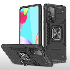 Funda Bumper Silicona y Plastico Mate Carcasa con Magnetico Anillo de dedo Soporte MQ1 para Samsung Galaxy A52s 5G Negro