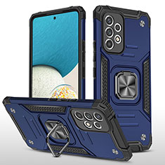 Funda Bumper Silicona y Plastico Mate Carcasa con Magnetico Anillo de dedo Soporte MQ1 para Samsung Galaxy A53 5G Azul