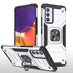 Funda Bumper Silicona y Plastico Mate Carcasa con Magnetico Anillo de dedo Soporte MQ1 para Samsung Galaxy A54 5G Plata