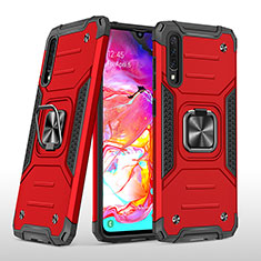 Funda Bumper Silicona y Plastico Mate Carcasa con Magnetico Anillo de dedo Soporte MQ1 para Samsung Galaxy A70 Rojo