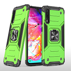 Funda Bumper Silicona y Plastico Mate Carcasa con Magnetico Anillo de dedo Soporte MQ1 para Samsung Galaxy A70 Verde