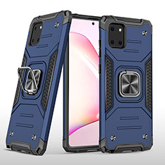 Funda Bumper Silicona y Plastico Mate Carcasa con Magnetico Anillo de dedo Soporte MQ1 para Samsung Galaxy A81 Azul