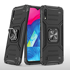 Funda Bumper Silicona y Plastico Mate Carcasa con Magnetico Anillo de dedo Soporte MQ1 para Samsung Galaxy M10 Negro