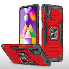 Funda Bumper Silicona y Plastico Mate Carcasa con Magnetico Anillo de dedo Soporte MQ1 para Samsung Galaxy M31s Rojo