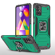 Funda Bumper Silicona y Plastico Mate Carcasa con Magnetico Anillo de dedo Soporte MQ1 para Samsung Galaxy M31s Verde Noche