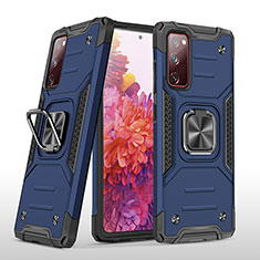 Funda Bumper Silicona y Plastico Mate Carcasa con Magnetico Anillo de dedo Soporte MQ1 para Samsung Galaxy S20 FE (2022) 5G Azul
