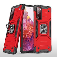 Funda Bumper Silicona y Plastico Mate Carcasa con Magnetico Anillo de dedo Soporte MQ1 para Samsung Galaxy S20 FE (2022) 5G Rojo