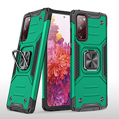 Funda Bumper Silicona y Plastico Mate Carcasa con Magnetico Anillo de dedo Soporte MQ1 para Samsung Galaxy S20 FE 5G Verde Noche