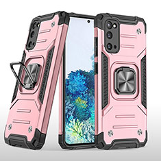 Funda Bumper Silicona y Plastico Mate Carcasa con Magnetico Anillo de dedo Soporte MQ1 para Samsung Galaxy S20 Oro Rosa