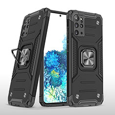 Funda Bumper Silicona y Plastico Mate Carcasa con Magnetico Anillo de dedo Soporte MQ1 para Samsung Galaxy S20 Plus Negro
