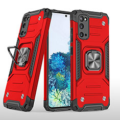 Funda Bumper Silicona y Plastico Mate Carcasa con Magnetico Anillo de dedo Soporte MQ1 para Samsung Galaxy S20 Rojo