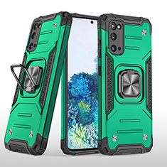 Funda Bumper Silicona y Plastico Mate Carcasa con Magnetico Anillo de dedo Soporte MQ1 para Samsung Galaxy S20 Verde Noche
