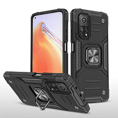 Funda Bumper Silicona y Plastico Mate Carcasa con Magnetico Anillo de dedo Soporte MQ1 para Xiaomi Mi 10T Pro 5G Negro