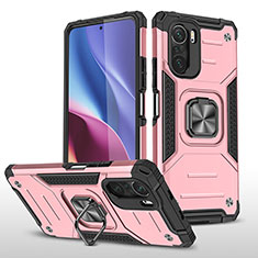 Funda Bumper Silicona y Plastico Mate Carcasa con Magnetico Anillo de dedo Soporte MQ1 para Xiaomi Mi 11i 5G Oro Rosa