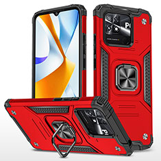 Funda Bumper Silicona y Plastico Mate Carcasa con Magnetico Anillo de dedo Soporte MQ1 para Xiaomi Poco C40 Rojo