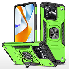 Funda Bumper Silicona y Plastico Mate Carcasa con Magnetico Anillo de dedo Soporte MQ1 para Xiaomi Poco C40 Verde