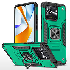 Funda Bumper Silicona y Plastico Mate Carcasa con Magnetico Anillo de dedo Soporte MQ1 para Xiaomi Poco C40 Verde Noche