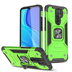 Funda Bumper Silicona y Plastico Mate Carcasa con Magnetico Anillo de dedo Soporte MQ1 para Xiaomi Poco M2 Verde