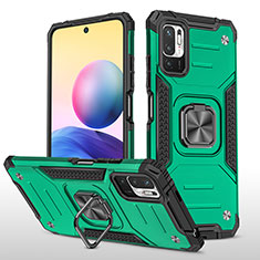 Funda Bumper Silicona y Plastico Mate Carcasa con Magnetico Anillo de dedo Soporte MQ1 para Xiaomi POCO M3 Pro 5G Verde Noche