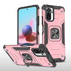 Funda Bumper Silicona y Plastico Mate Carcasa con Magnetico Anillo de dedo Soporte MQ1 para Xiaomi Poco M5S Oro Rosa