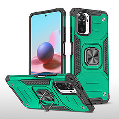 Funda Bumper Silicona y Plastico Mate Carcasa con Magnetico Anillo de dedo Soporte MQ1 para Xiaomi Poco M5S Verde Noche